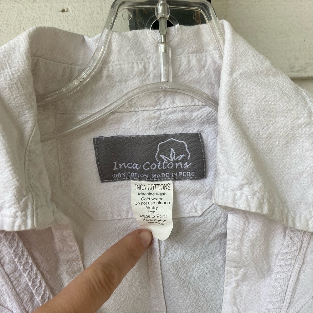 Inca Cotton Women's Textured White Blouse - Picture 3 of 4